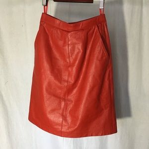 vintage red leather luxury skirt